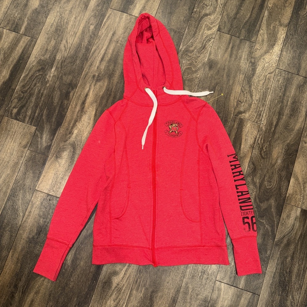 Champion Elite Maryland Terrapins Full-Zip Hooded Jacket Women's Size M Red